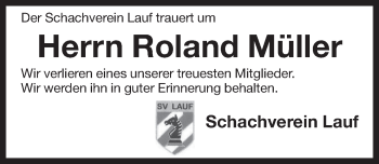 Traueranzeige von Roland Müller von Pegnitz-Zeitung